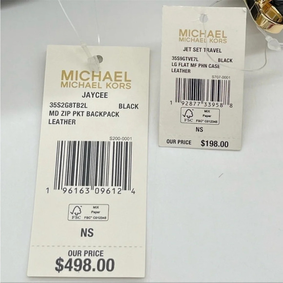 Michael Kors Medium Jaycee Backpack & MF Phone Case Wallet Black Leather